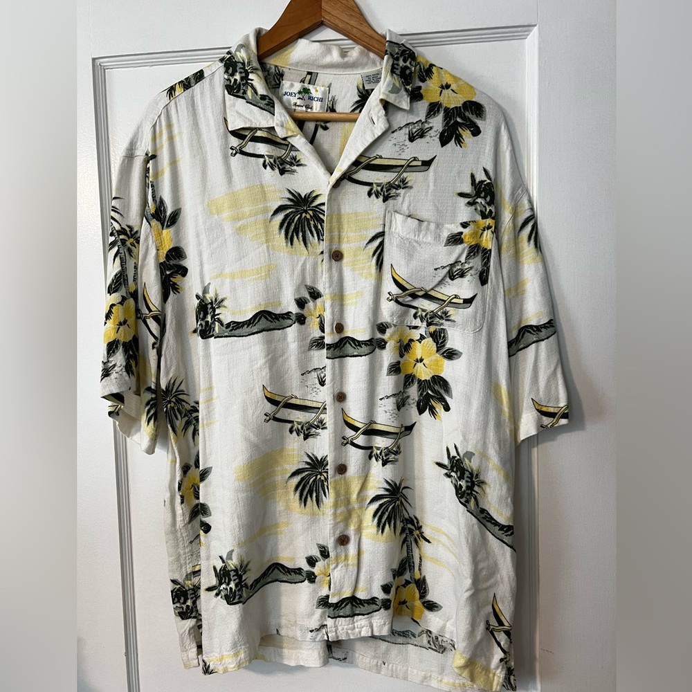 Joey Richi Resort Club Aloha Hawaiian Vintage‎ Shirt Vacation Floral Tropical L